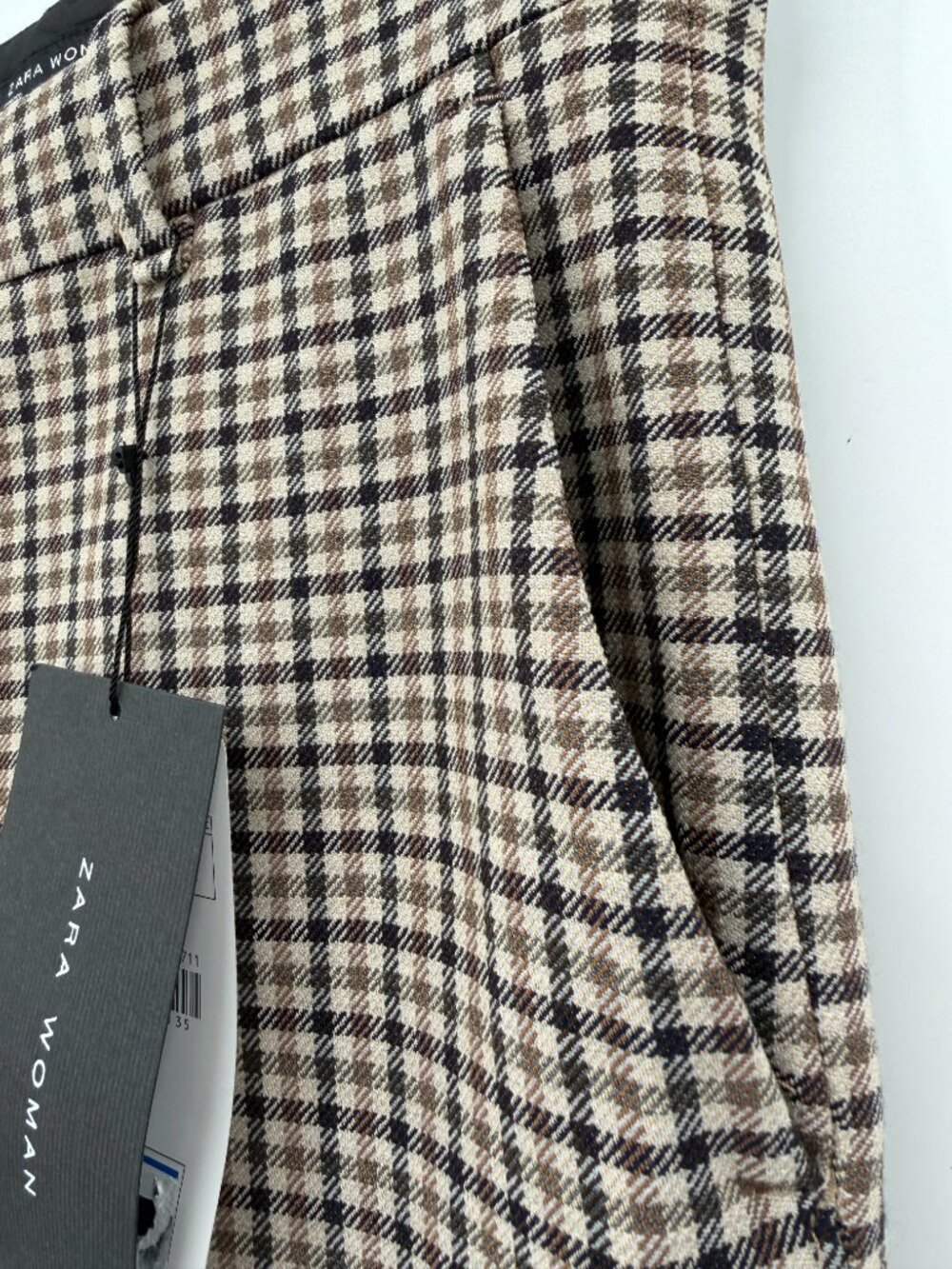 Zara Woman Plaid Ankle Pants Size M Cropped Slim Stretch Trousers Office NWT - Picture 4 of 8